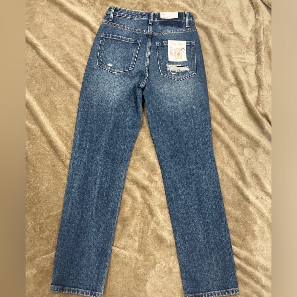 Vervet Distressed Jeans Super High Rise Slim Straight Leg Cropped Jeans NEW - Picture 7 of 15